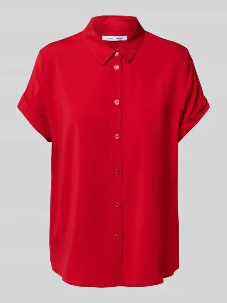 Bluzka o kroju relaxed fit z mieszanki i elastanu model ‘MAJAN’ Samsoe Samsoe czerwona