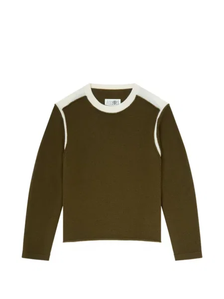 Pulover Mm6 Maison Margiela cu decolteu rotund verde