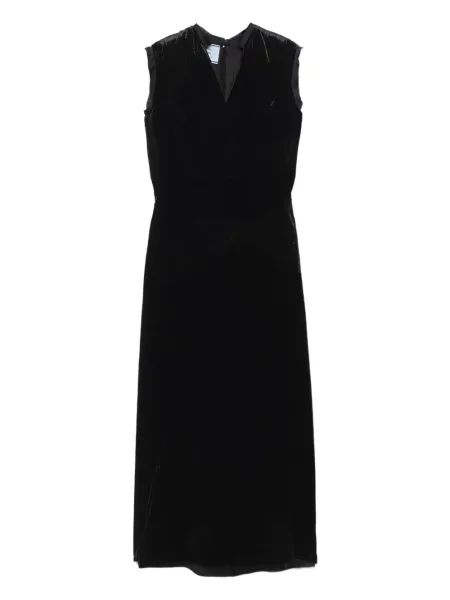 Kołnierzykowy sukienka Prada z kokardką garniturowa czarna