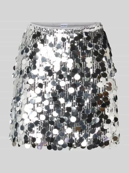 Spódnica mini o dopasowanym kroju z cekinowym obszyciem model ‘MALOU’ Pieces