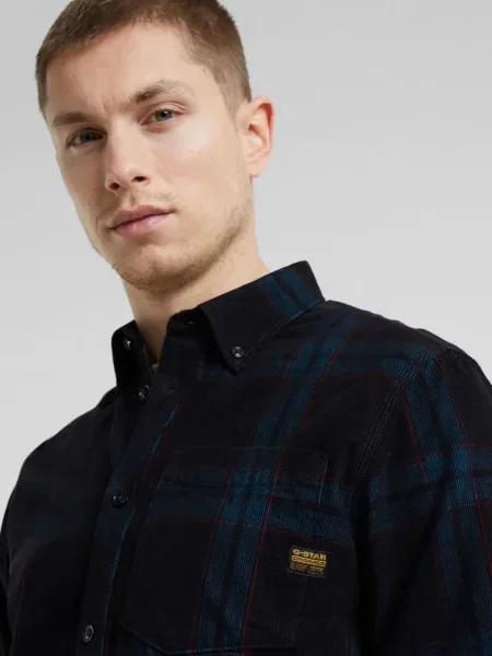 Вельветовая рубашка в клетку G-star Raw синяя