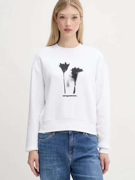 Karl Lagerfeld Jeans bluză cu imprimeu alb