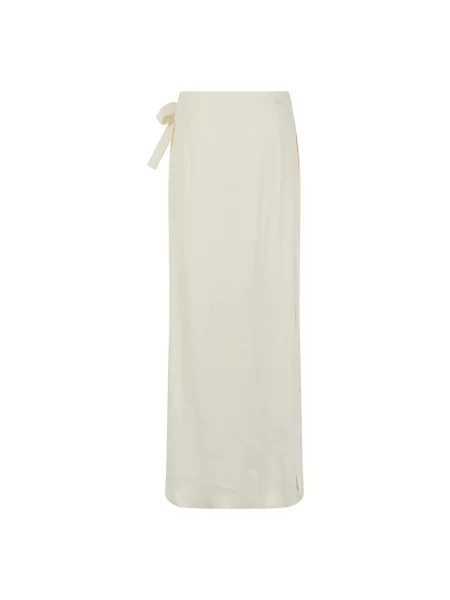 Lniana długa spódnica maxi Alberta Ferretti biała