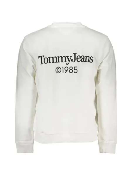 Raštuotas džemperis Tommy Jeans apvaliu kaklu balta