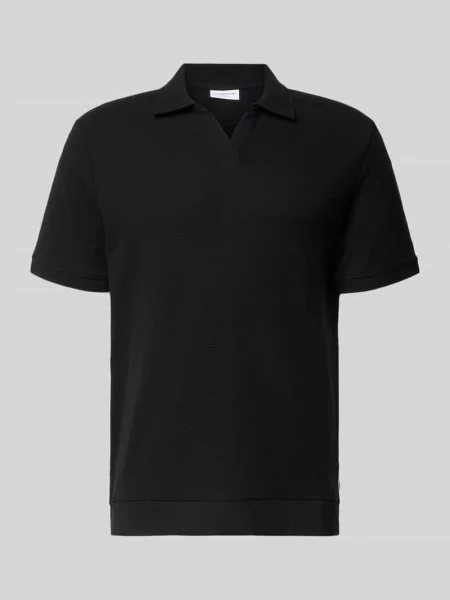 Koszulka polo o kroju comfort fit z dekoltem w serek Lindbergh czarne