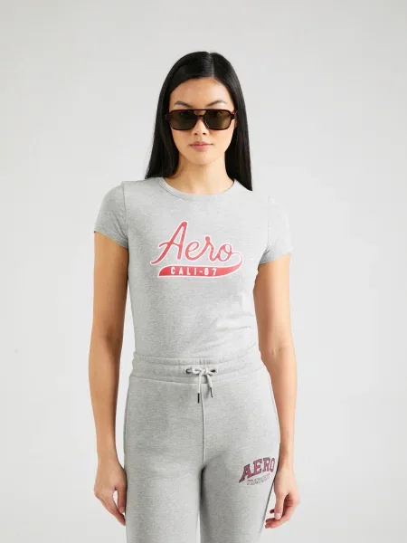 AÉROPOSTALE Tricou CALI gri amestecat / sângeriu / natural alb