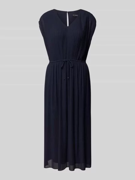 Sukienka midi z plisami Comma granatowa