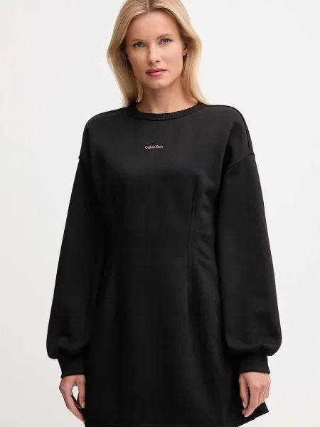 Haljina Calvin Klein Jeans mini širi se prema dolje crna