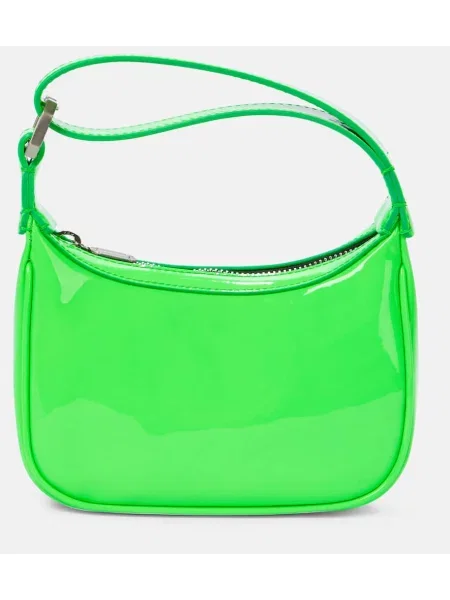 Кожена чанта тип портмоне Eéra от лакирана кожа зелено