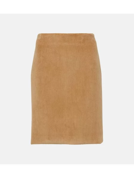 Fustă tip creion Miu Miu de catifea cord maro