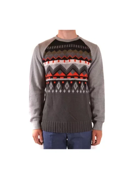 Wielobarwność sweter Paolo Pecora wełniany w geometryczne wzory