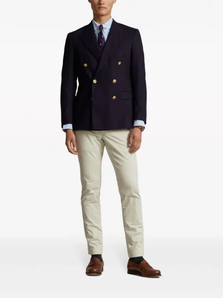 Megzta ilgas polo marškinėliai Polo Ralph Lauren apvaliu kaklu balta