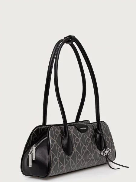 Calvin Klein torebka bagietka z imitacji skóry czarna
