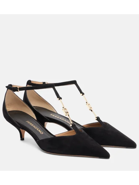 Pantofi cu toc Ferragamo din piele de căprioară negru