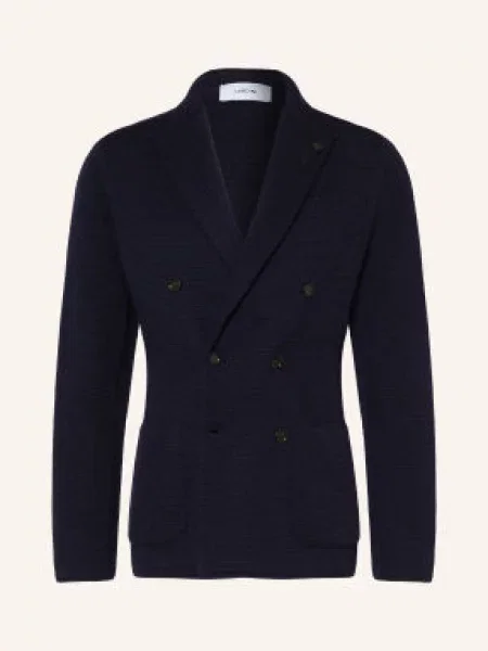 Lardini Dzianinowa Marynarka O Kroju Slim Fit blau granatowa