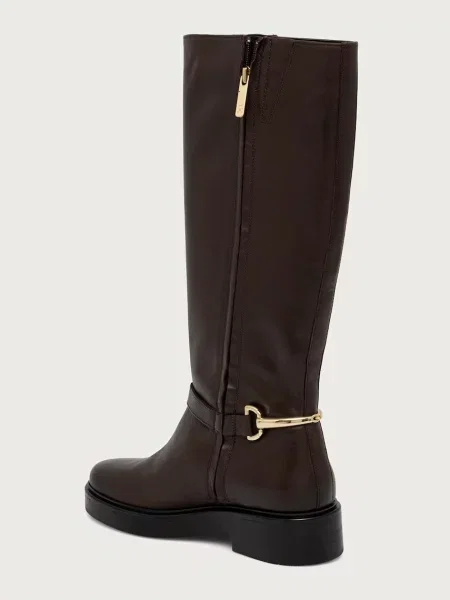 Tommy Hilfiger kozaki skórzane TH STUD LEATHER KNEE brązowe