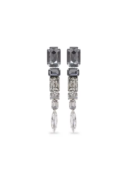 Обеци Area с кристали сиво