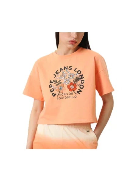 Koszulka Pepe Jeans z nadrukiem pomarańczowa