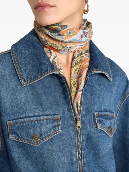 Fular Etro cu model paisley albastru