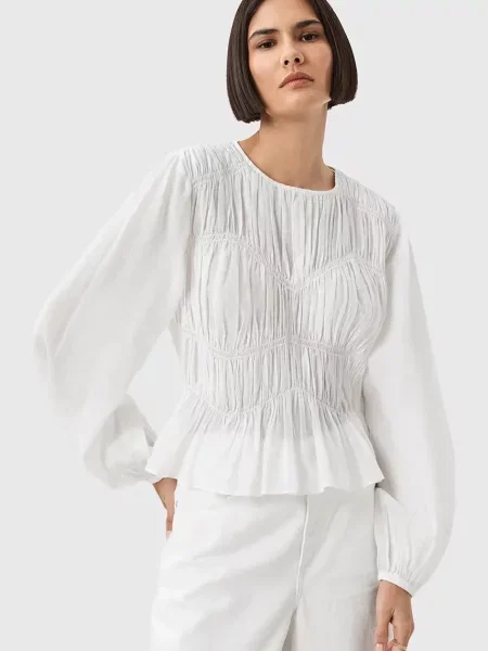 AllSaints bluză MELANI uni alb