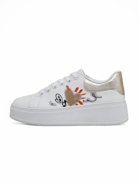 Sneakerși Resti cu platformă cu imagine alb