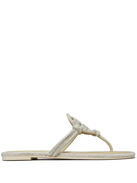 Papuci Tory Burch de cristal argintiu