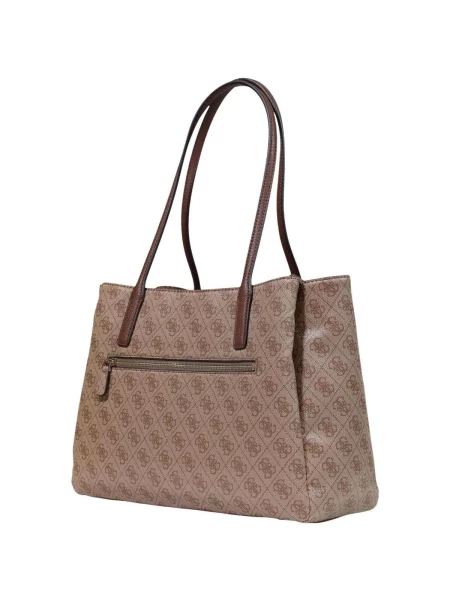 Shopper kabelka Guess z ekologickej kože béžová