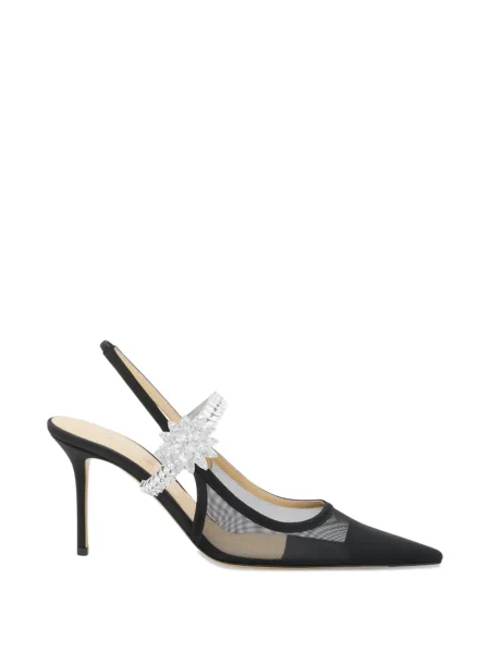 Pantofi cu toc Mach & Mach cu model floral slingback negru