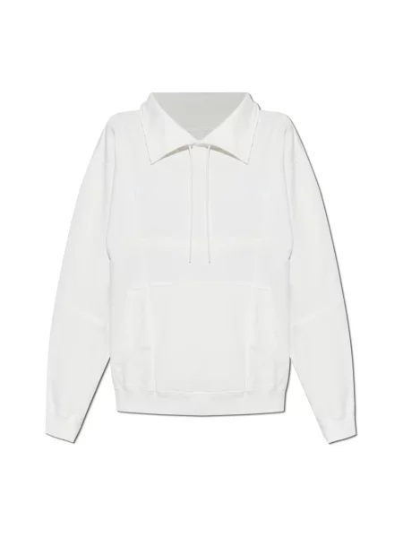 Lniana bluza z kapturem Mm6 Maison Margiela ze stójką z kapturem biała