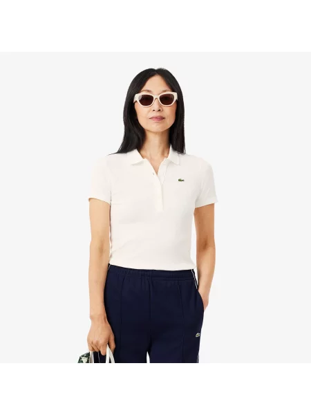 Lacoste Koszulka Polo Slim Fit W Prążki biała