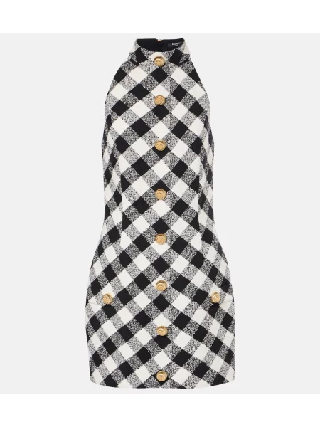 Obleka Balmain iz tvida povodcem črna