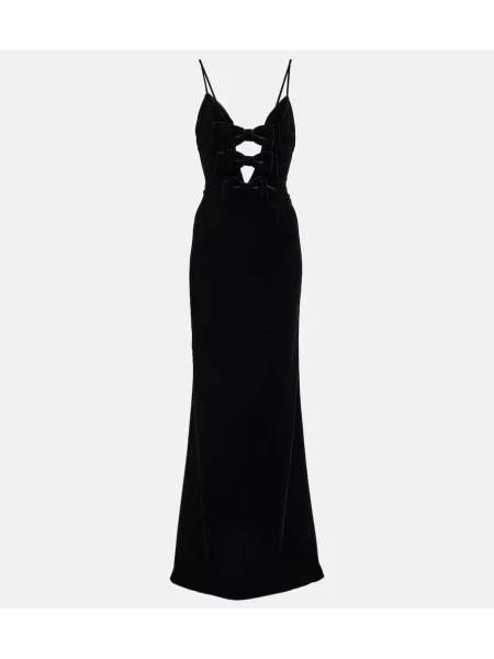 Žametna obleka Alessandra Rich z lokom iz rebrastega žameta črna