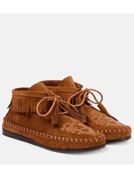 Велурени боти до глезена Isabel Marant с ресни кафяво