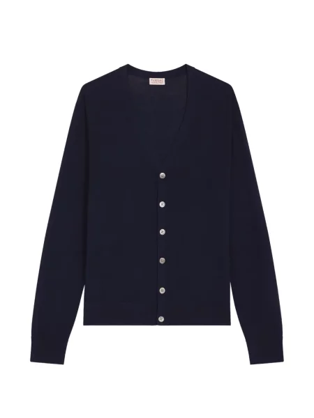 Cardigan Fursac de lână cu decolteu în V albastru