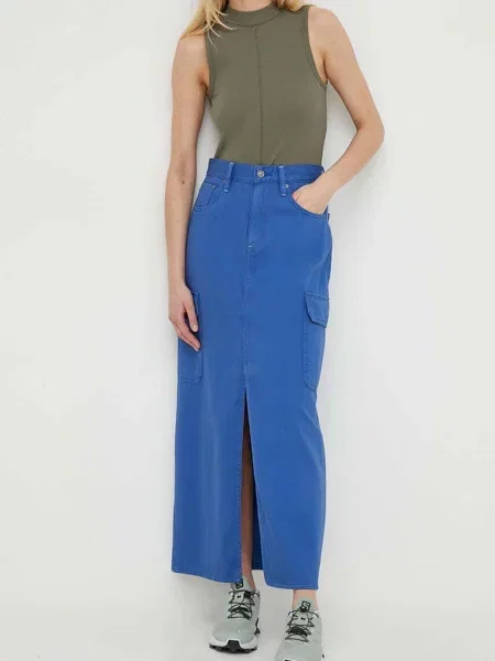 Traper suknja G-Star Raw maxi ravna plava