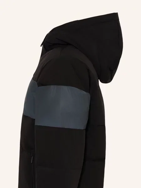 Jack&Jones Prošívaná Bunda S Odnímatelnou Kapucí / tmavě šedá černá