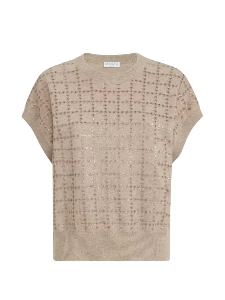 Tricou Brunello Cucinelli cu broderie din cașmir
