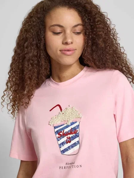T-shirt o kroju regular fit z czystej bawełny model BURST' Only różowa