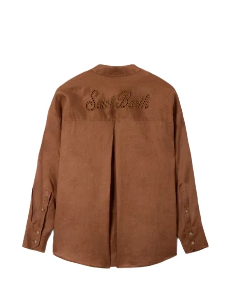 Cămașă Mc2 Saint Barth cu broderie de in maro