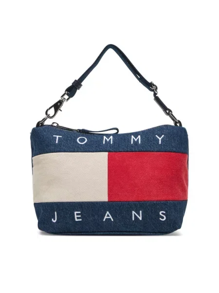 Tommy Jeans Ročna torba Tjw Archive Denim Shoulder Bag Modra bela