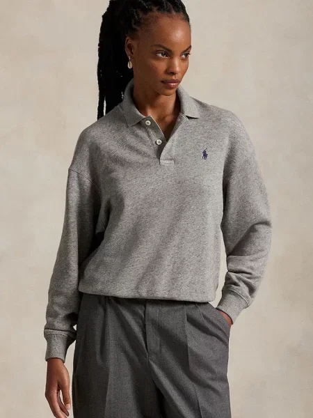 Polo Ralph Lauren dukserica za žene s pamukom siva