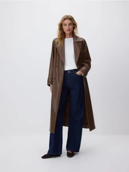 Reserved Jachetă din piele ecologică maro