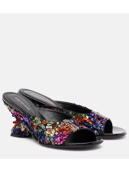 Kožené mules Dries Van Noten na klínovém podpatku