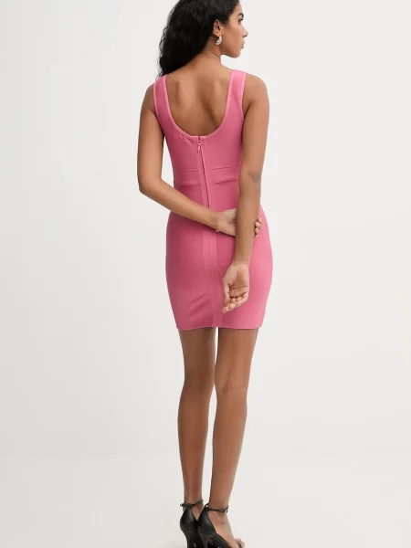 Herve Leger rochie Amara mini mulata roz