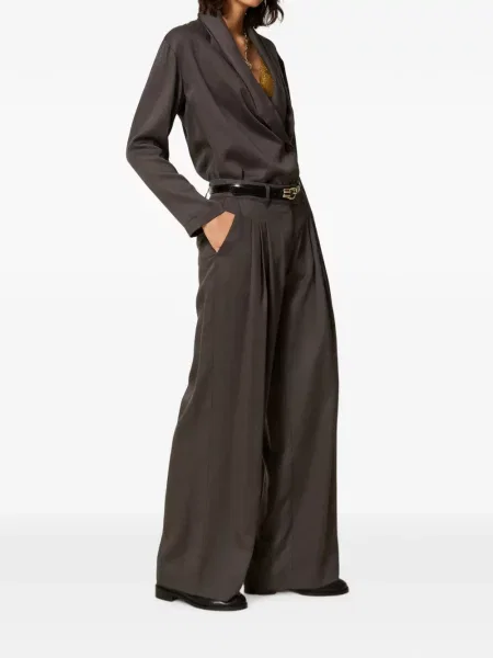 Pantaloni Twinset din satin gri