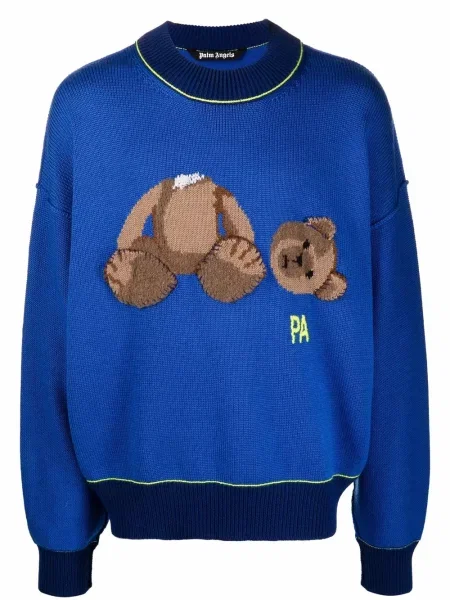 Pulover Palm Angels teddy albastru