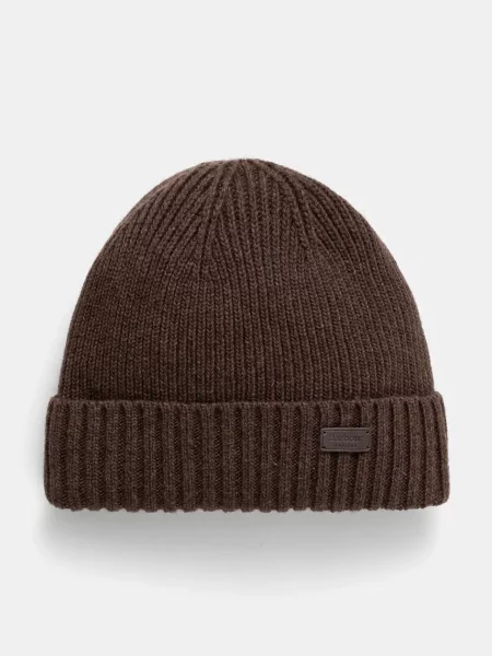Barbour σκούφος beanie ανδρικός με μαλλί Carlton Beanie καφέ