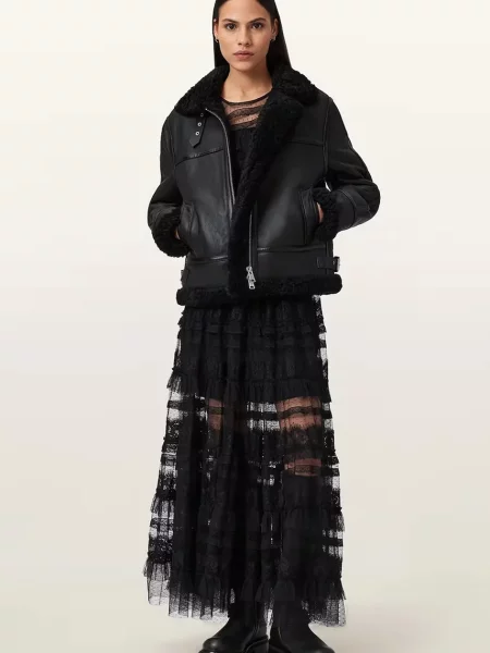 Кожаная куртка Allsaints черная