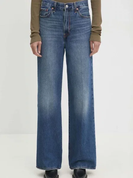 Дънки Levi's RIBCAGE WIDE LEG тъмносиньо синьо