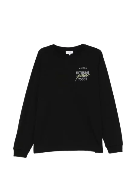 Lung tricou Maison Kitsune cu imagine negru